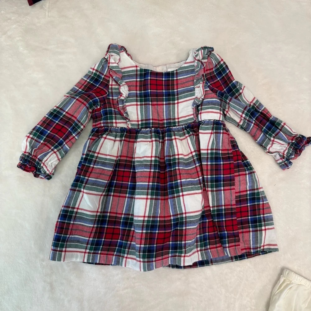 Gap 6-12 months long sleeve baby dress Christmas plaid